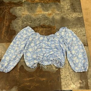 Off the shoulder blue crop top
